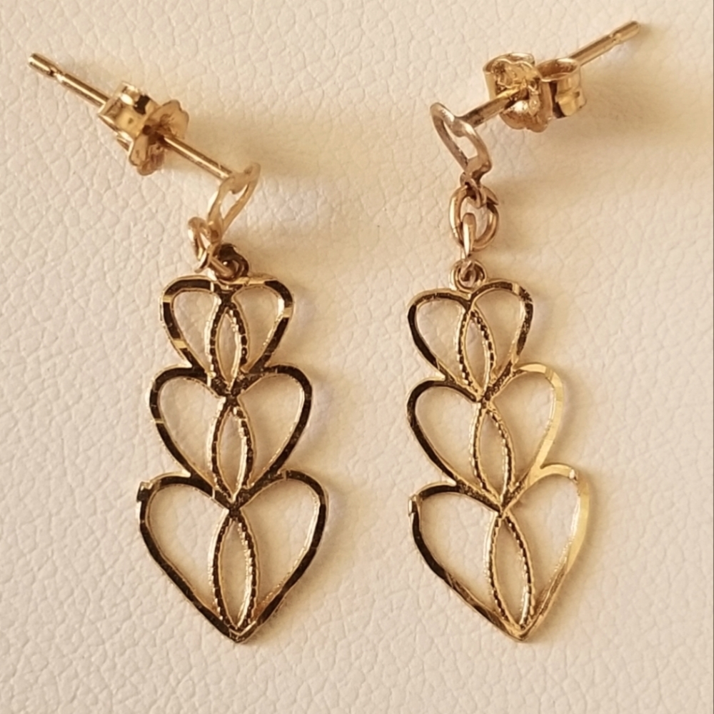 14K Gold Heart Earrings